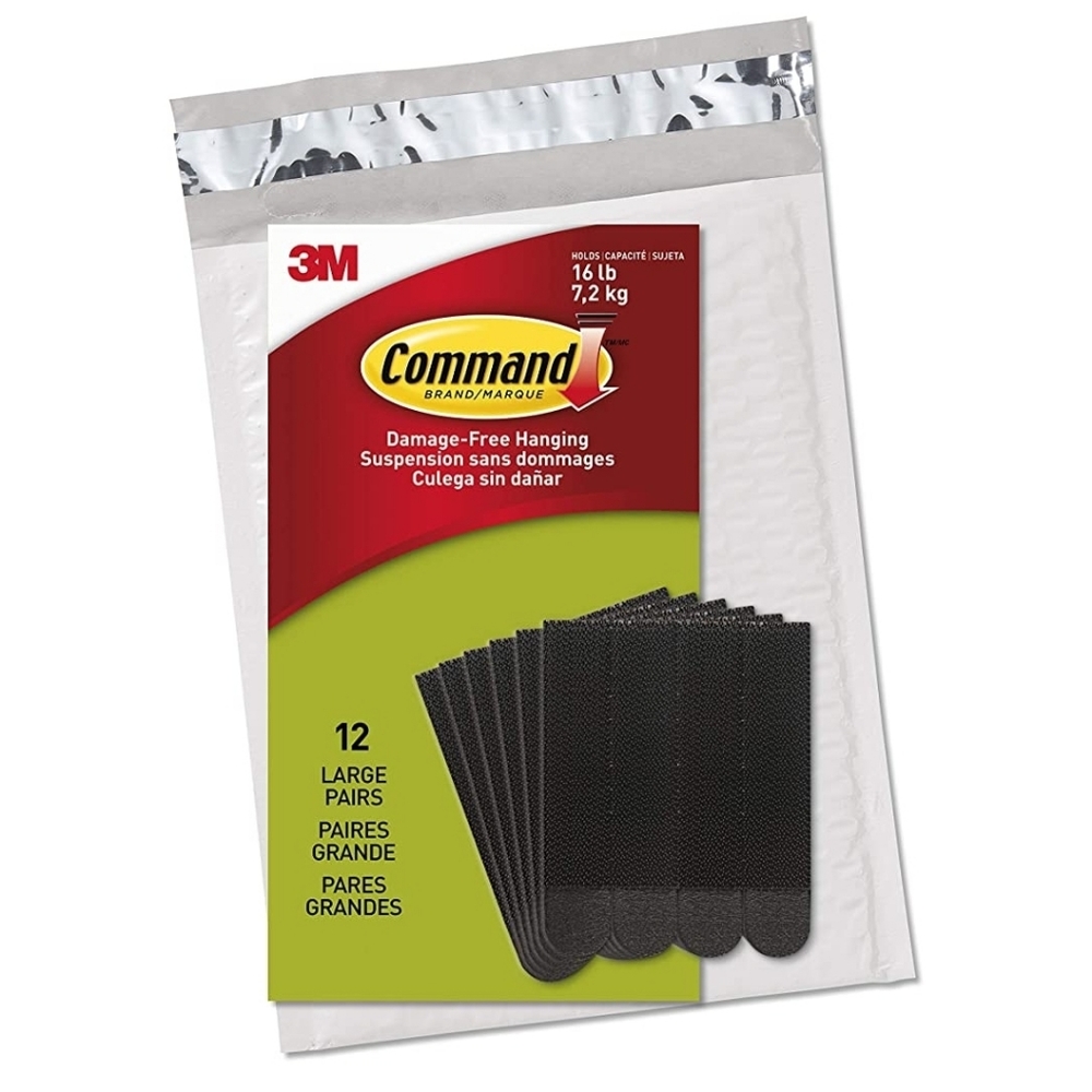 3m Command Large Picture Hanging Strips Black 12 Pairs